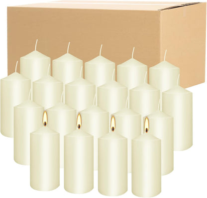 YOROXRG 2"x4" High Ivory Pillar Candles, Set of 20 Unscented. Bulk Buy. Ideal for Halloween, Wedding, Emergency Lanterns, Household, Wedding and Home Décor Candlesticks