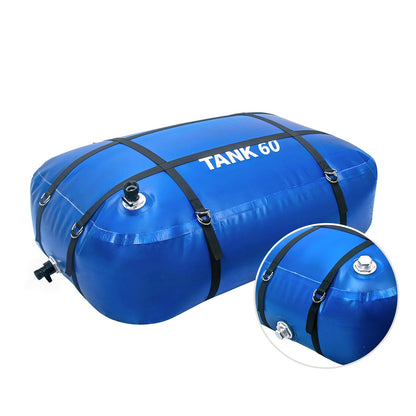 TPU Water Storage Bladder, 60 Gallon Portable RV Fresh Water Tank, Food Grade BPA Free Collapsible Flexible Container for Drinking, Camping, Irrigation & Emergency-Hurricane, Drought, Fire (3/4” GHT)