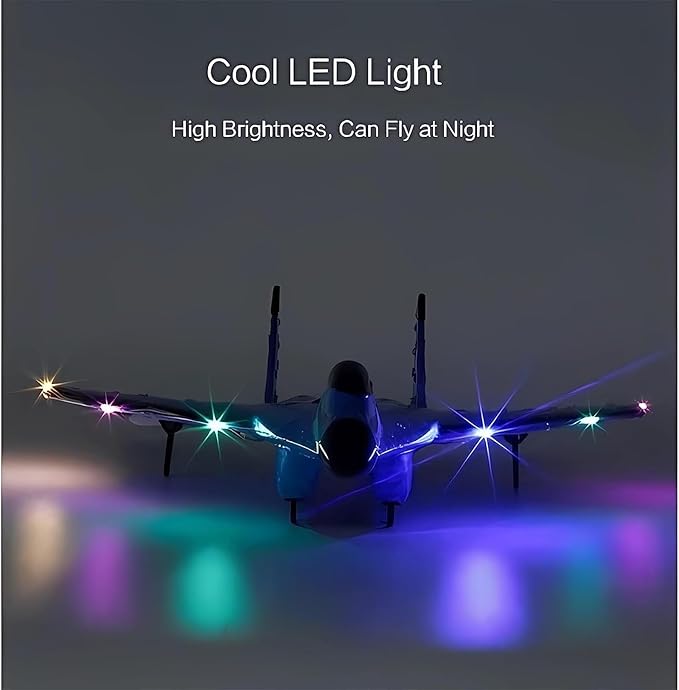 MAXBECK Remote Control Wireless Airplane Toy with Lights Su-35 Rc Glider 2 Channel 2.4 GHZ Remote Control Planes Outdoor Foam Rc Aircraft for Hobby Rc Airplanes