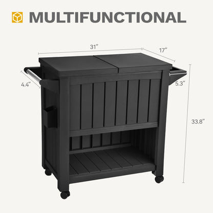 DWVO Cooler with Wheels, Rolling Ice Chest with Bottle Opener Drainage, 85 Quart Portable Patio Cooler on Wheels, Outdoor Beverage, Ice Chest Cart for Pool Deck Party BBQ Cookouts (Black)