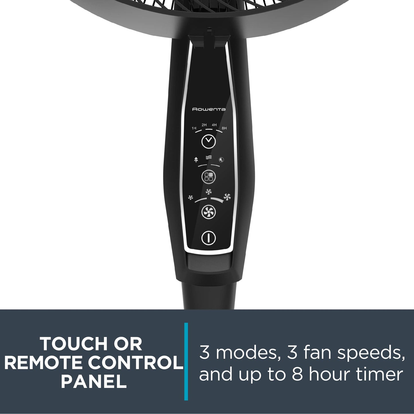 Rowenta, Pedestal Fan, Extreme Outdoor Fan with Remote, 65 Inches, Ultra Quiet Fan, Oscillating, Portable, 3 Speeds, Digital Control, Black, Ourdoor, VU4510