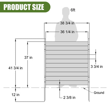 Outdoor Privacy Fence 2P-38''W x 42''H Wood Fence Privacy Screen No Dig Fence Panels, Fencing for Garden Patio Pool Equipment Enclosure Trash Bin Air Conditioner, Privacy Fence Panels Horizontal