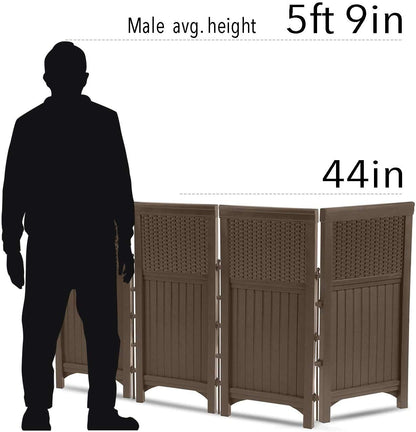 Suncast 4 Freestanding Wicker Resin Reversible Panel Outdoor Screen Enclosure, Brown, 23"