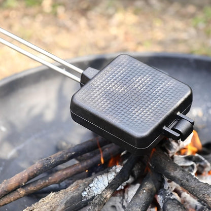 IPROUDER Campfire Pie Iron 4.9" Large Cast Iron Sandwich Maker for Camping 4 Pcs with Storage Bag - 22.6 inch Thickened Handles - Campfire Cooking Equipment for Grilling & Outdoor Cooking