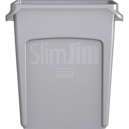 Rubbermaid Commercial Products Slim Jim Trash/Garbage Can with Venting Channels, 16-Gallon, Gray, for Kitchen/Office/Workspace, Pack of 4
