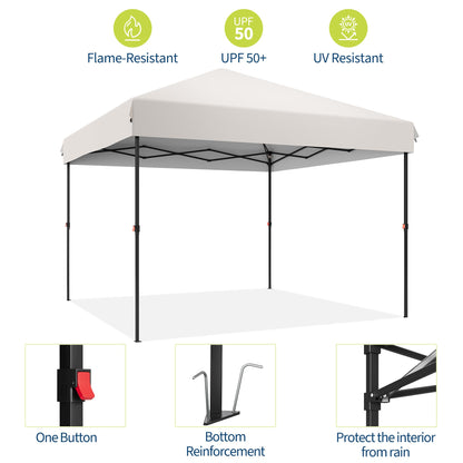 10' x 10' Pop Up Canopy Tent, Commercial Instant Outdoor Shelter with 3 Adjustable Heights, Portable Gazebo with Wheeled Carry Bag for Patio, Deck, Garden, Beach and Camping