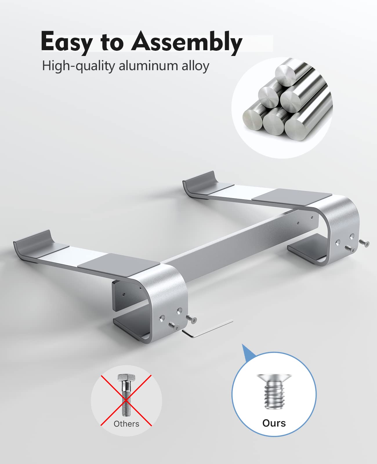 SOQOOL Laptop Stand for Desk, Computer Stand Riser for Desk,Ventilated Ergonomic Aluminum Notebook Stand Compatible with MacBook Air Pro Dell XPS HP 11 14 15.6 17.3 Inch Silver Work from Home