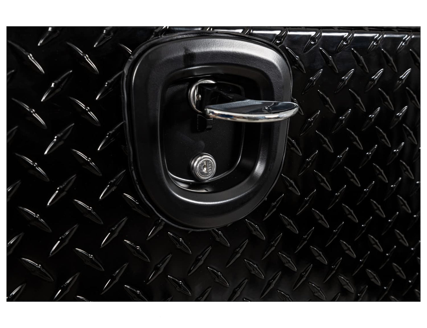 Buyers Products 1721551 Black Aluminum Diamond Tread Topsider Truck Box With Drop Door, 72 x 13 x 16 Inch, Made in The USA, Lockable Tool Chest, Durable Job Box For Storage & Organization