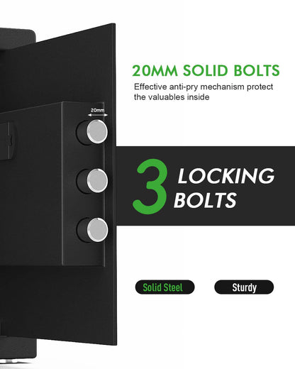 ISLANDSAFE Small Home Safe Box Deluxe Digital Electronic Keypad Lock Safes 1.7 Cuft Cabinet Safes Security Lock Box for Office Hotel Dorm Cash Money Jewelry (1.7 Cubic Feet Black)
