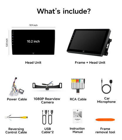 Car Radio Stereo Upgrade for Jeep Wrangler JK Compass Grand Cherokee Dodge Ram with Wireless CarPlay/Android Auto/10.2'' Touchscreen/Backup Camera