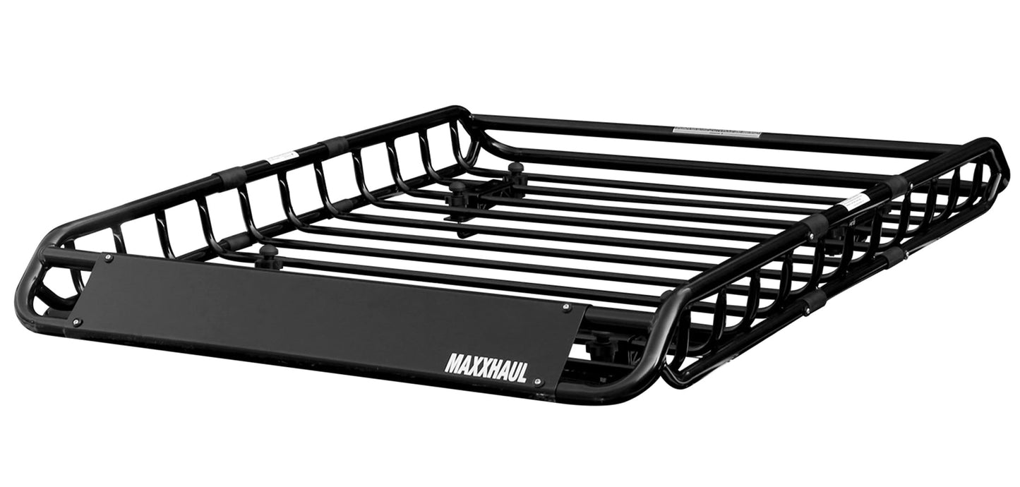 MaxxHaul 50879 46" x 36" Universal Roof Rack Rooftop Cargo Carrier Steel Basket with Net, Car Top Luggage Holder for SUV and Pick Up Trucks - 150 lb. Capacity
