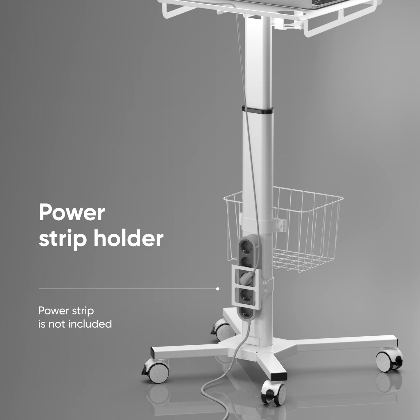 ONKRON Mobile Laptop Cart on Wheels, Load up to 17.6 lbs, Standing Rolling Desk Adjustable Height, Portable Workstation for Laptop/Small Computer Cart for Couch, Home, Office White