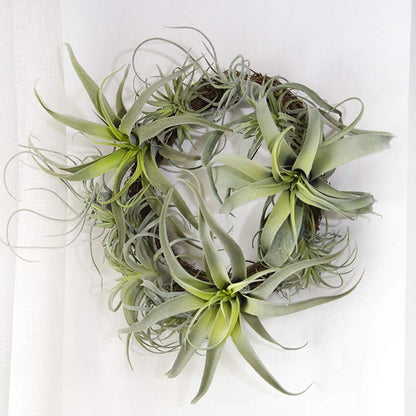 ChezMax Artificial Flocking Tillandsia Air Plants Pineapple Grass Faux Succulents Bromeliads Home Garden Decor 2Pcs 4#