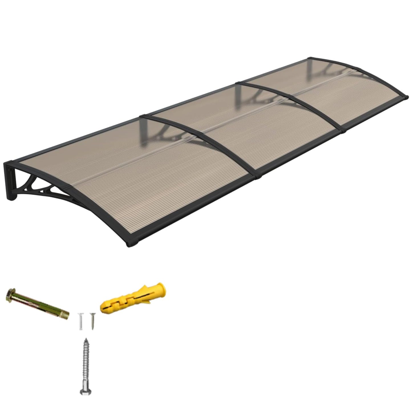Door Awning,Awning for Door Entrance with Polycarbonate Cover,Shields Windows,Patio & Exteriors from Sun/Rain/Snow Brown 24x87in/60x220cm