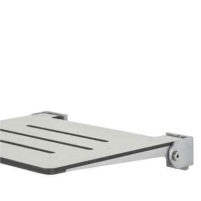 Seachrome 18 inch Silhouette Slimline Folding Wall Mount Shower Bench Seat, Light Gray Seat with Silver Frame