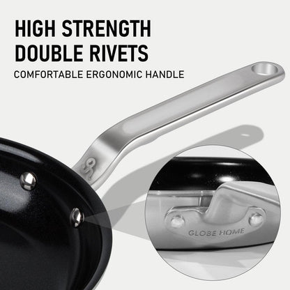 GLOBEHOME 5 Ply Ceramic Non Stick Frying Pans - 10 Inch Stainless Clad Nonstick Skillet, Non Toxic, PTFE & PFOA FREE, Professional Cookware for Induction, All Stoves and Oven up to 650°F