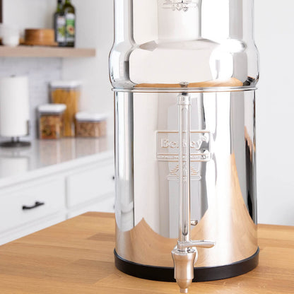 Big Berkey Gravity-Fed Water Filter System with 2 Black Berkey Elements Plus Deluxe 7" Stainless Steel Water View Spigot