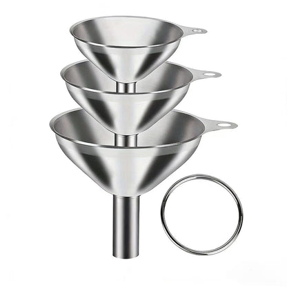 Stainless Steel Funnel Set by [Brand Name] - 3-Pack Small Mouth Funnels for Efficient Pouring | Food Grade & Dishwasher Safe