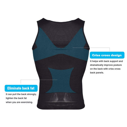 KOCLES Men's Compression Tank Top Slimming Body Shaper Vest Shirts Abs Abdomen Slim Undershirts Gym Weight Loss Workout Clothing (Black, Large)