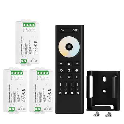 BTF-LIGHTING 5050SMD FCOB COB Dimming RF 2.4GHz Wireless Remote RC01RFB &4PCS C01RF Tuya Controller Kit 4 Zones Group Control PWM Single Color (+V -V) 2pin LED Neon Rope Light DC5V DC12V DC24V
