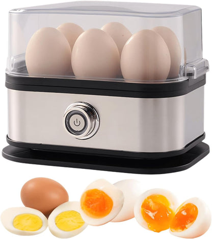Rapid Egg Cooker - Electric Stainless Steel, 6-Egg Capacity, Soft/Medium/Hard Boiled, BPA Free
