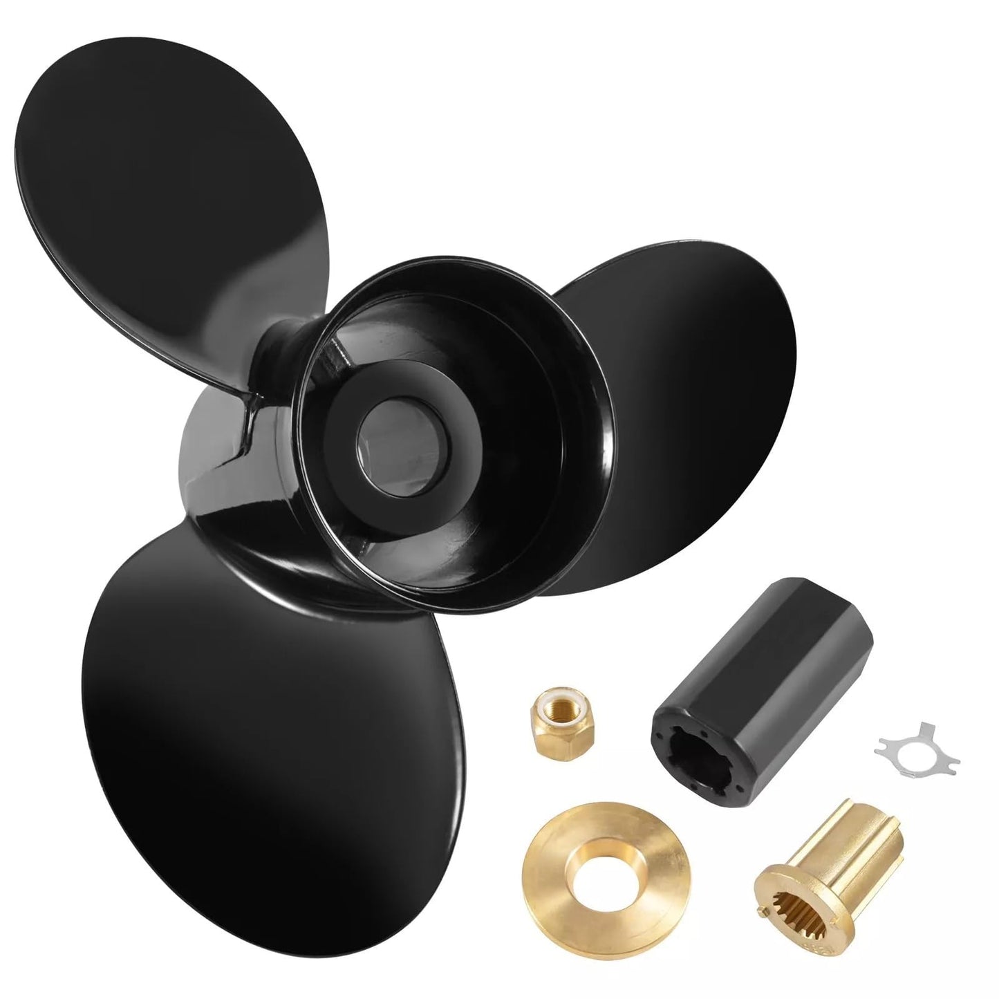 MARKGOO Propeller 14x13 Pitch RH 15 Spline Tooth with Flo-Torq II Hub Kit for Mercury Black Max Outboard 40 50 60 70 75 80 90 100 115 125 140 HP Boat Motor Engine Parts Aluminum Prop 48-77340A45