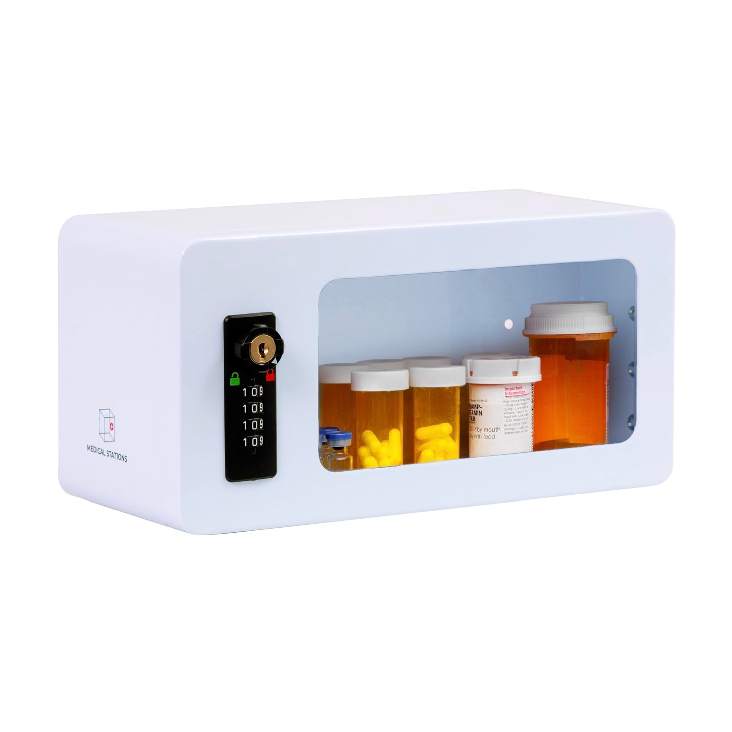 Small Medicine Lock Box with Keypad Combination Lock – Wall Mount Cabinet or Fridge Safe Storage for Insulin, Prescription Medications, and Medical Supplies (Combo-Lock)