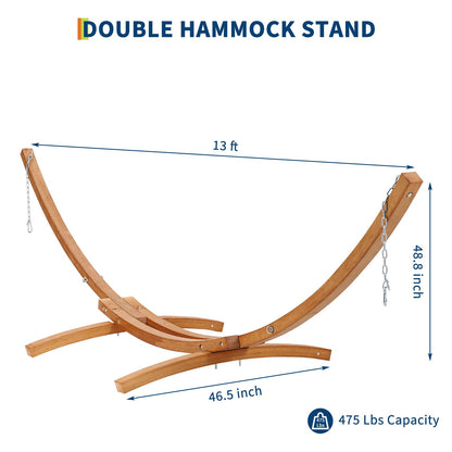 GarveeLife Wood Hammock Stand Only, Max 475 LBS, Heavy Duty Weatherproof Wood Hammock Stand for Outdoor, Indoor, Garden, Patio, Backyard, Curved