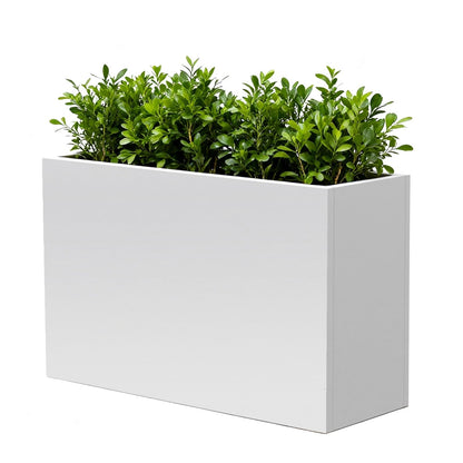 GZLVSOW Metal Heavy Planter Box 32" L x 15" W x 24" H White Metal Rectangular Outdoor Planter with Removable Insert Shelf for Outside, Indoor, Garden (White, 32 * 15 * 24)