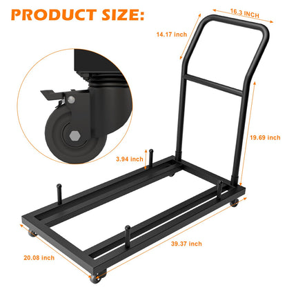 NULTRUMA Heavy-Duty Folding Chair Rack Storage Cart - Holds 25-28 Chairs, 300 LB Capacity with Locking Wheels & Space-Saving Vertical Design, Matte Black