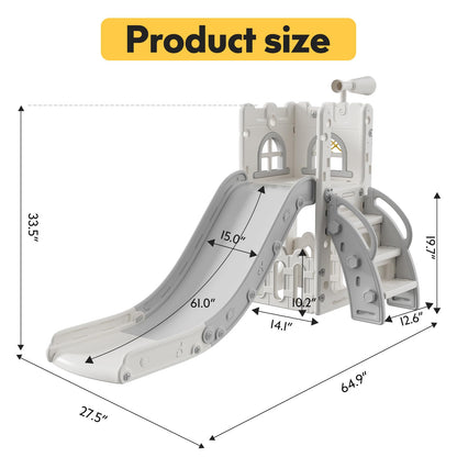 Toddler Slide,Kids Slide Playset for Toddler,Indoor Outdoor Slide Toddler Playset with Storage Space and Non-Slip Steps,Gifts for Boys and Girls 1-3 Years (White Gray)