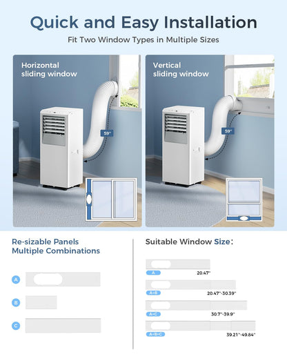 Energlow 8000 BTU Portable Air Conditioner, 5-in-1 Cools 350 Sq.Ft, Quiet AC Unit with Fan & Dehumidifier, LED Display, Remote, 24H Timer, Window Kit, for Bedroom/Office/Dorms/Apartment