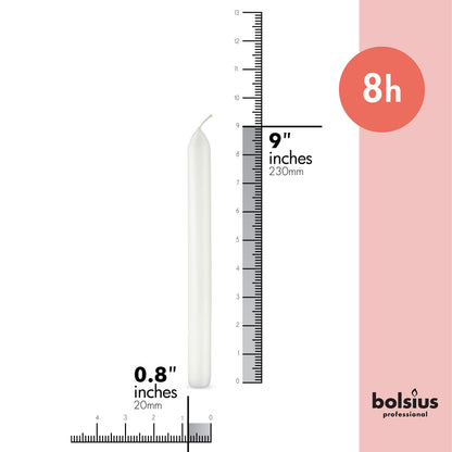 BOLSIUS White Candles 10 Pack - 9 Inch Straight Taper Candle Set - 8 Hour Candlesticks - Fits Most Standard Candle Holders - Premium European Quality - Household, Dinner, Wedding, & Party Candlesticks