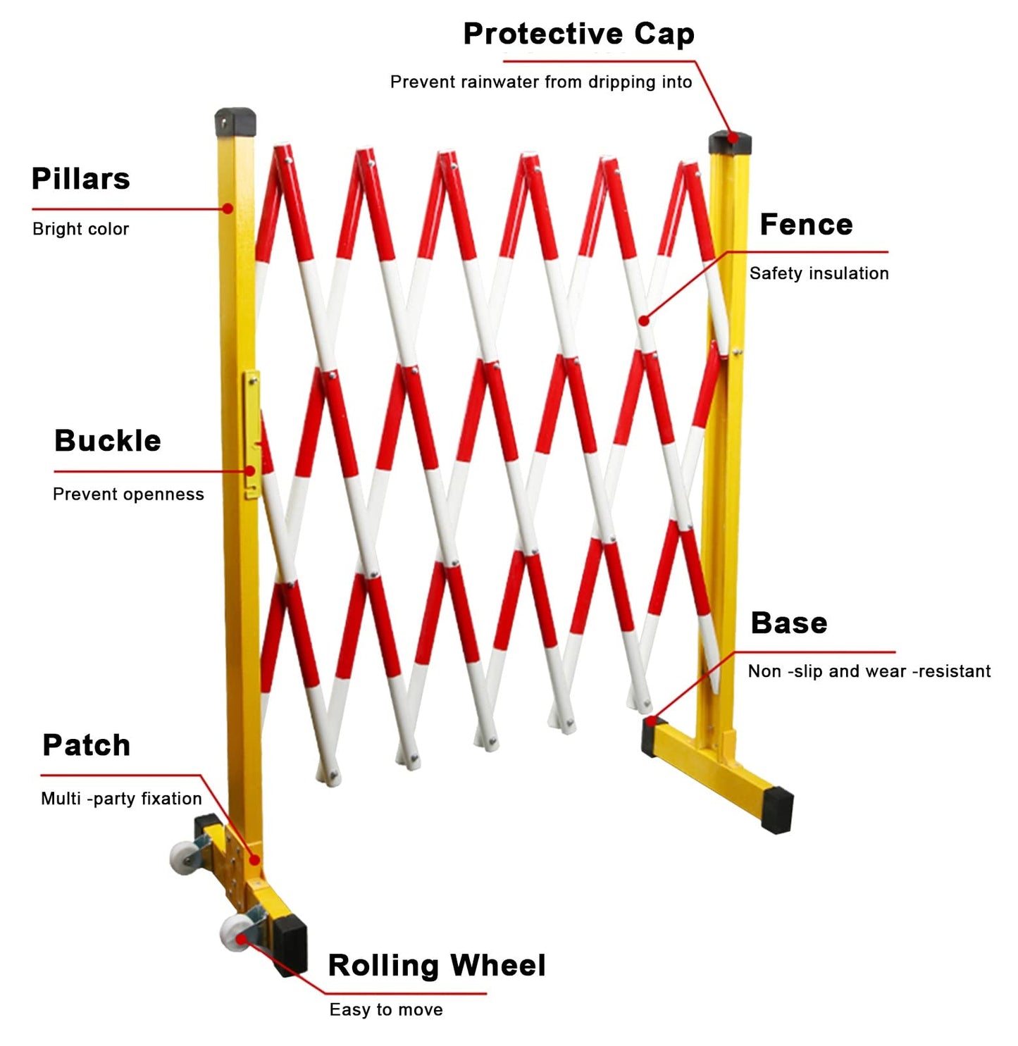 BYFSRUS Mobile Barricade Control Barrier - Heavy Duty Traffic Gates for Driveways and Crowds, Expandable up to 8m
