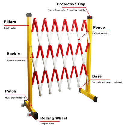 BYFSRUS Mobile Barricade Control Barrier - Heavy Duty Traffic Gates for Driveways and Crowds, Expandable up to 8m
