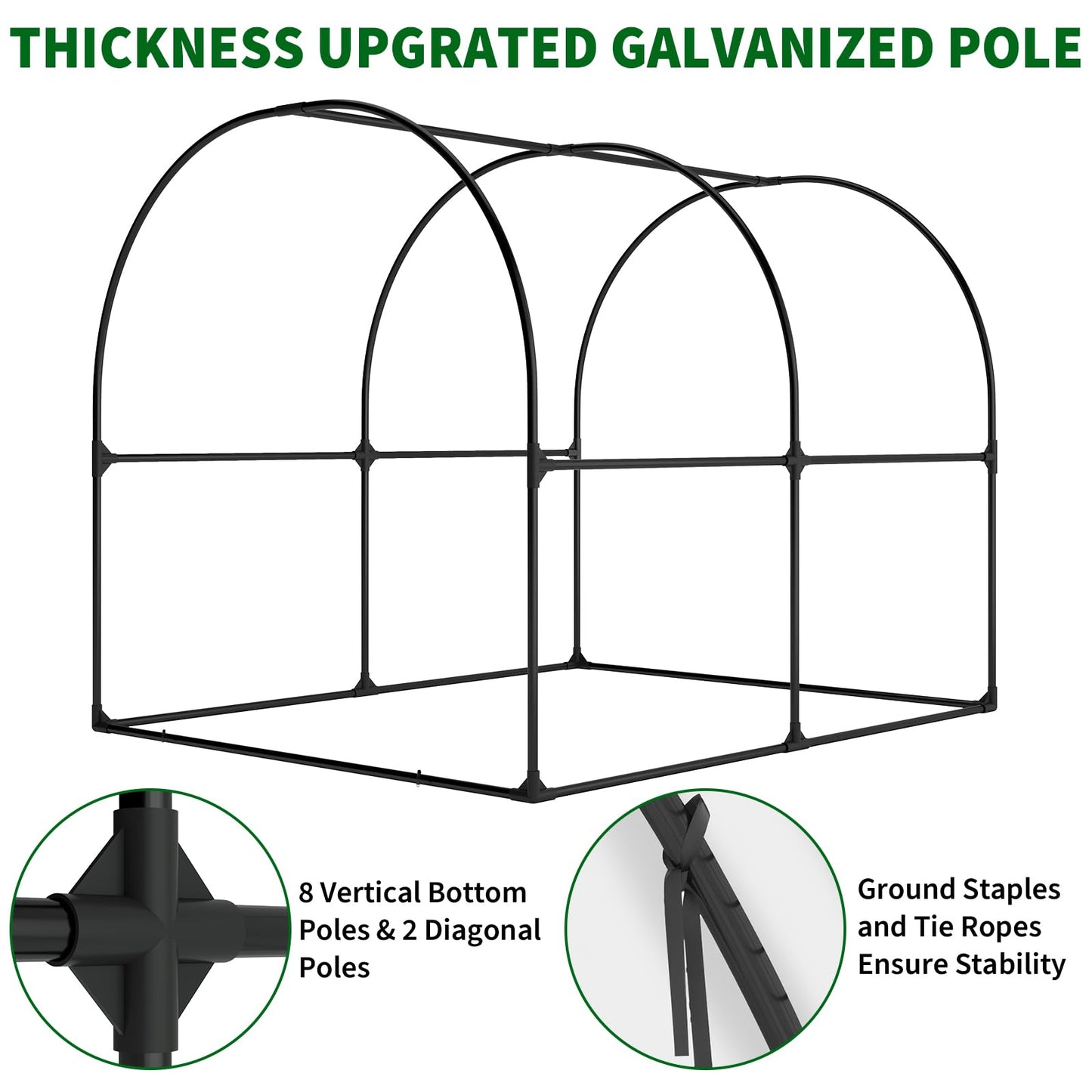 GarveeLife 8.2x6.6x6.6 ft Premium Greenhouse for Outdoors,Upgraded Portable Walk-in Heavy Duty Frame Large Garden Plant Hot Outside Hoop House,Transparent