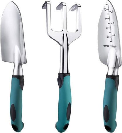 FANHAO Garden Tools Set - 3 Piece Heavy Duty Cast Aluminum Tools with Non-Slip Handles | Durable Gardening Gifts for All
