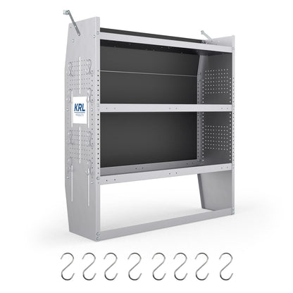 KRL PRODUCTS SV-4246 Steel Low/Mid/High Roof Van Shelving Storage System Fits Transit, GM, NV, Promaster, Sprinter and Metris, Contoured Shelving Unit, 42" W * 46" H * 13" D