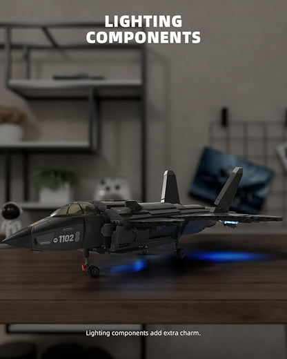 J-20 Fighter Jet Building Block Set for Adult Military Air Force Aircraft Building as Gift Giving (1106 Pieces)