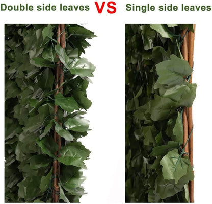 DOEWORKS Expandable Fence Privacy Screen for Balcony Patio Outdoor(Double Sides Leaves), 2PCS Faux Ivy Fencing Panel for Backdrop Garden Backyard Home Decorations