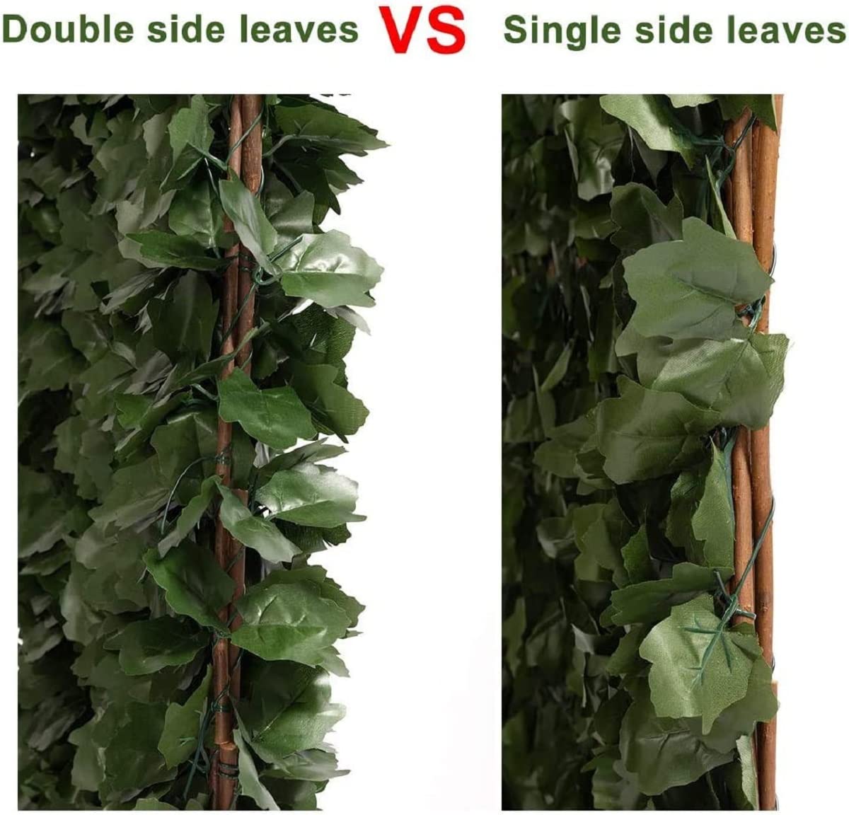 DOEWORKS Expandable Fence Privacy Screen for Balcony Patio Outdoor(Double Sides Leaves), 2PCS Faux Ivy Fencing Panel for Backdrop Garden Backyard Home Decorations