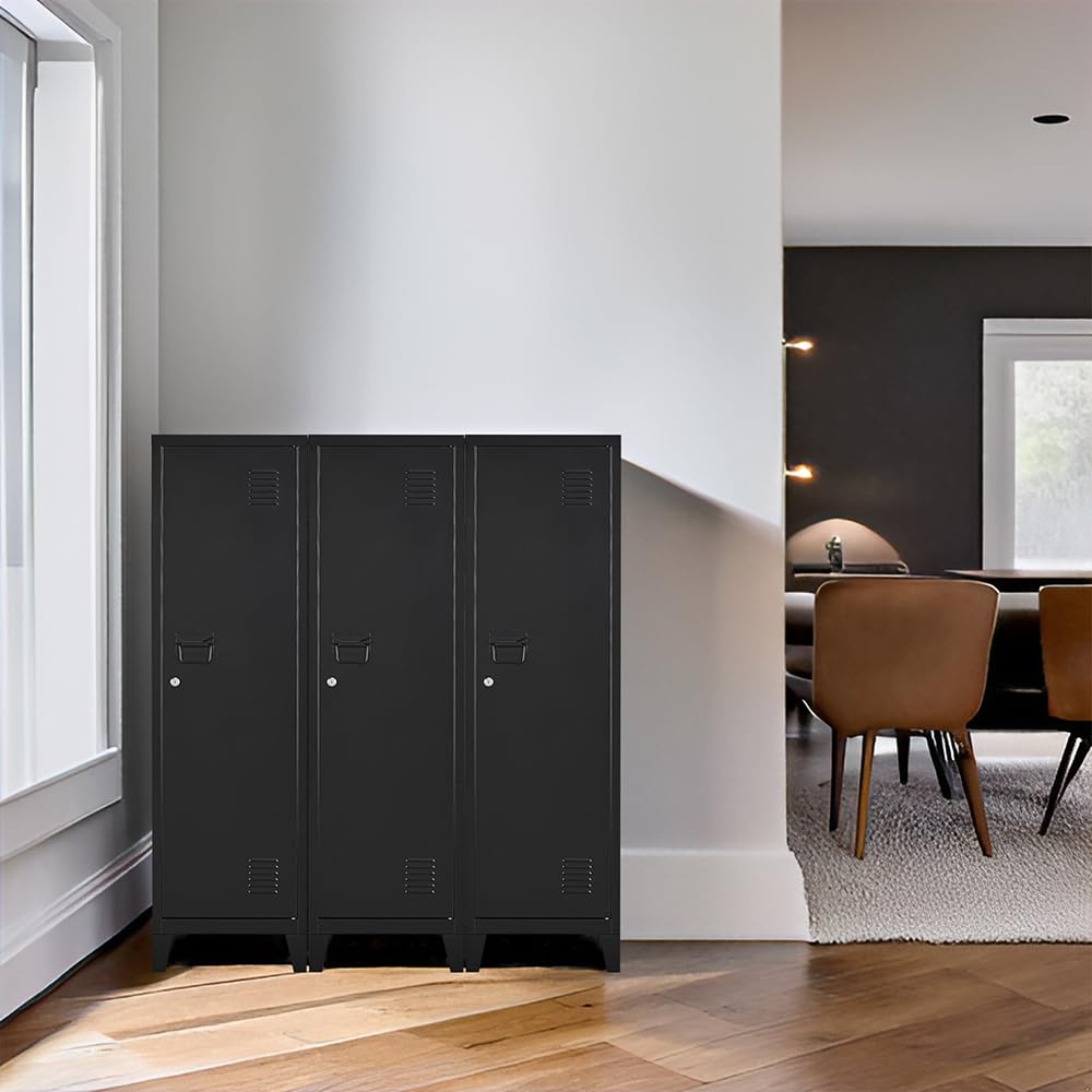 Metal Locker with Doors and Shelves, Locking Storage Cabinets for Small Spaces, Lockers for Employees, Lockable Storage Lockers for Office Garage School Gym