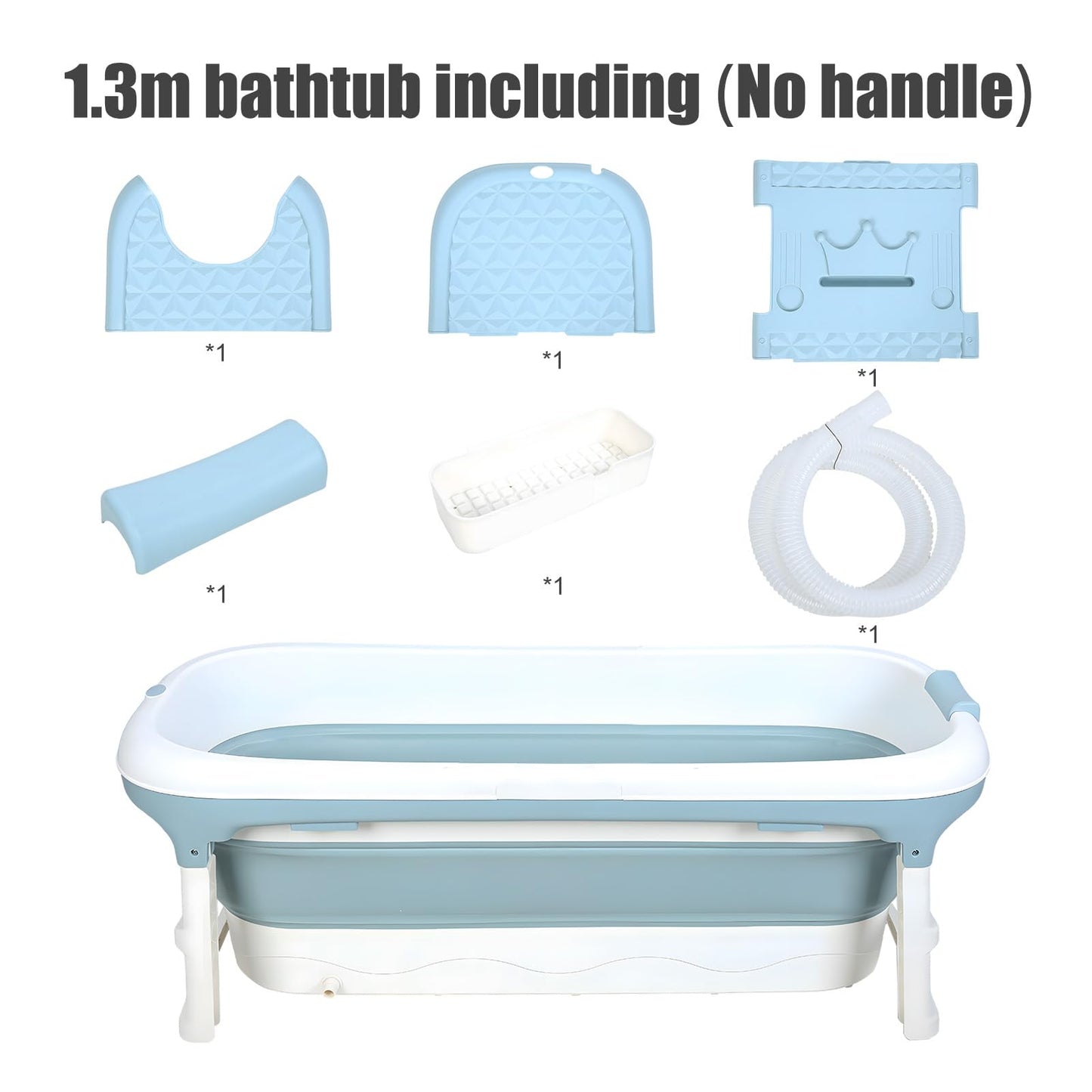 Portable Bathtub for Adults,Large 50 inch Collapsible Bathtub with Lid,Reusable Freestanding Foldable Tub,Collapsible Hot Ice Soaking Bath Tub for Small Space (50inch Blue)