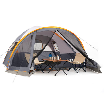 UNP 6 Person Dome Tent with Screen Room, Portable Camping Tent with Screened-in Porch, Dome Tent for Outdoor Camping - 14'x11'x72''(H) (Gray)