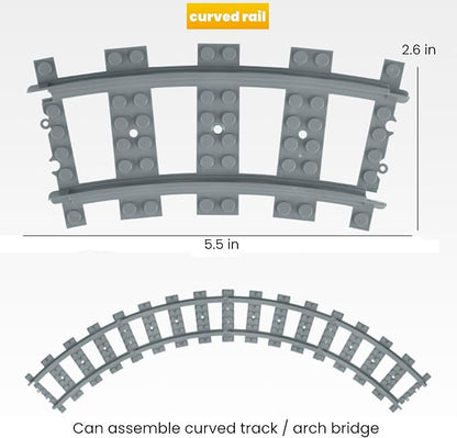 Finger Rock City Train Tracks Building Block Set 212 Pcs Flexible Rails Train Track Railroad Expansion Accessory Set Uphill and Downhill Straight Curved Tracks