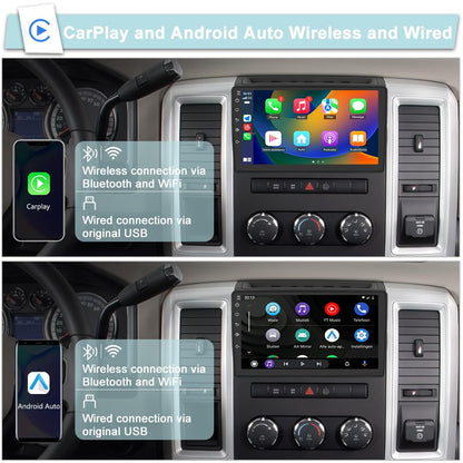 Votheon 4GB+64GB Car Radio Upgrade for Jeep JK Wrangler 2007-2018 Dodge RAM 1500/2500 Compass Grand Cherokee with Wireless CarPlay/Android Auto/10.1'' Touch Screen/Android13/Backup Camera/FM AM/WiFi