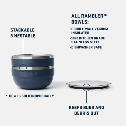 YETI Nestable Standard Food Storage Bowl Set, (1) 1 QT, (1) 2 QT, and (1) 4.5 QT, Cape Taupe