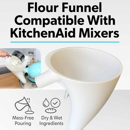 KitchenAid Flour Funnel - Durable Pouring Chute for Tilt-Head 4.5-5 Qt Mixers | Dishwasher-Safe Baking Tool