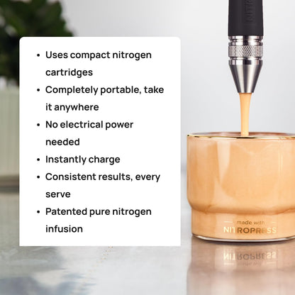 Original NitroPress - Nitro Cold Brew Coffee Maker Kit | Includes 10 Nitrogen Cartridges | Portable Infuser for Nitro Drinks, Cold Brew, Cocktails & Tea at Home or On the Go | Gift for Coffee Lovers