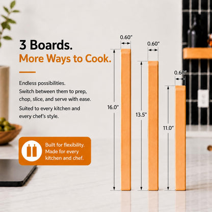 Homestead Set – Premium Maple Wood Cutting Board Set, 3 Professional-Grade Chopping Boards & Wooden Holder, with Juice Grooves, MADE IN USA